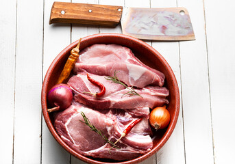 Wall Mural - Raw and fresh pork.