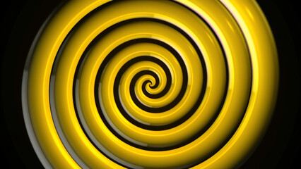 Poster - Abstract animation of 3d glossy and sleek colorful spiral twisting on the black background. Animation. Simple geometrical composition.