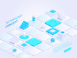© Ico Maker - Technology isometric concept vector illustration. Abstract data storage or blockchain. Personal data protection. Hosting server room. Data center. Network mainframe infrastructure technology blocks