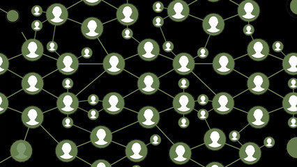 Aufkleber - Abstract visualization of a social network. Social group network on black background