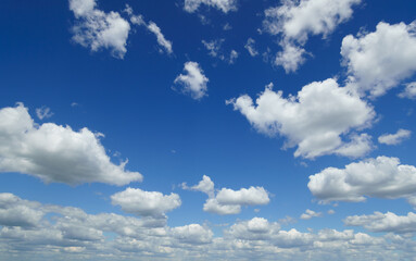 beautiful blue sky with clouds on bright sunny day for abstract background