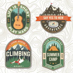 Wall Mural - set of camping badges. vector illustration. concept for shirt or logo, print, stamp or tee. vintage 