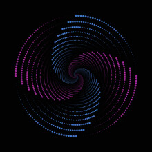 
Abstract Dots Moving In Blue And Pink Circles Technology On Black Background.