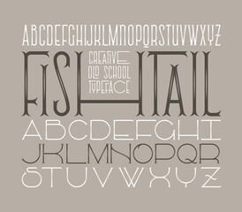 Wall Mural - Vector font set. Vintage decorative english alphabet with narrow and wide letters.
