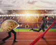 © alphaspirit - Businessman wins against a competitor slow like a snail