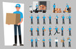 Delivery service man , Vector Cartoon Character set