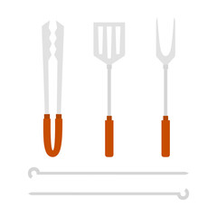 Wall Mural - vector illustration of bbq tools set, grilling utensils