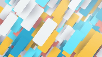 Sticker - White, blue, yellow, orange rounded rectangles. Geometric minimal abstract motion background. Seamless looping. Video animation Ultra HD 4K 3840x2160