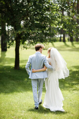 Wall Mural - Bride and groom on their wedding day