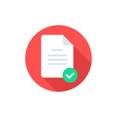 Poster - Document and check mark icon. Round vector icon