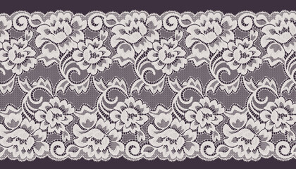 Canvas Print - Big Flower Lace Trim. Jacquard Lace.