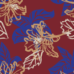  Floral Brush strokes Seamless Pattern Design