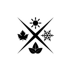 Four seasons symbols icon isolated on white background