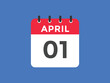 © creativeKawsar - April 1 calendar reminder. 1st April daily calendar icon template. Vector illustration