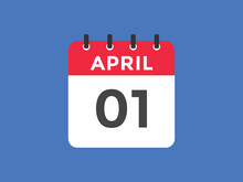 April 1 Calendar Reminder. 1st April Daily Calendar Icon Template. Vector Illustration 

