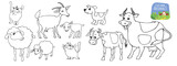 Fototapeta Pokój dzieciecy - Cute farm animals. Cartoon style. Funny cartoon character. Cute baby animals set. Village landscape. Farm animals.