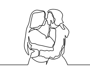 Wall Mural - Continuous Drawing Of Two Lesbians Kissing Each Other. Lesbian girls are kissing. Homosexual couple, love, romantic, kiss. Women. LGBT family. Vector isolated black and white line drawing. LGBTQ+ 