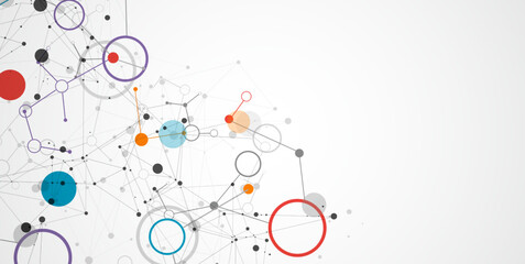 Template for science and technology presentation. Plexus style background.