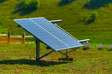 solar panel in nature, green alternative energy