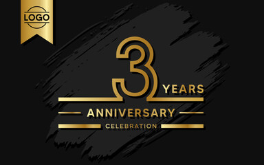 Wall Mural - 3 year anniversary celebration design template. vector template illustration