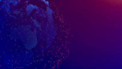 Poster - Dotted earth with a digital communication line. Global network connection around the globe.