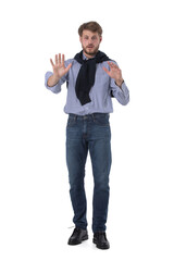 Wall Mural - Business man doing stop gesture