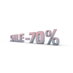 Poster - 3d inscription sale -70% on a white background.