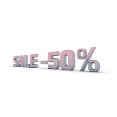 Poster - 3d inscription sale -50% on a white background.