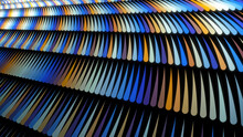 Bright Thick Stripes Flying. Abstraction Of Multicolored Lines Rapidly Moving In Rows On The Black Background. Animation. Colorful Geometric Abstract Motion Background.