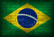 Brazil flag painted on a brick wall.
