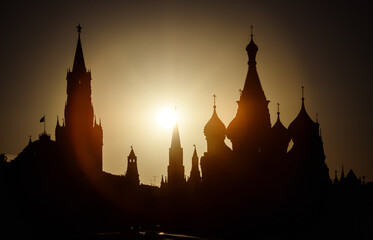 Wall Mural - Moscow Kremlin and St Basil's Cathedral at sunset, Russia