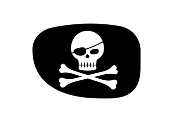 Wall Mural - Pirate eye patch and skull with crossbones vector illustration.