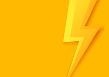Thunder On Yellow Background. Thunder Flash. Thunder Symbol.