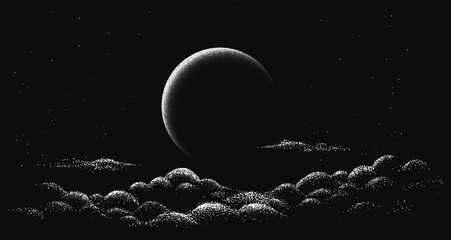 Wall Mural - view to planet in the night