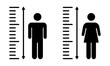 Height man vector icon. Scale tall human. Size person. Vector 10 EPS.