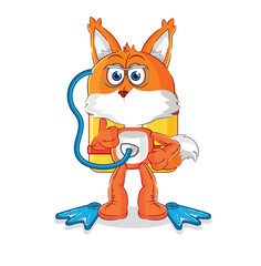 Wall Mural - fox diver cartoon. cartoon mascot vector