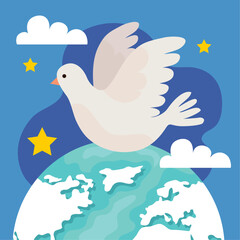 Poster - peace dove with earth