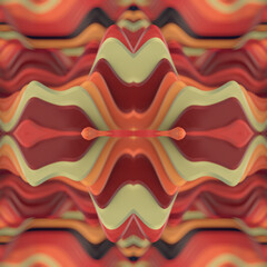 Poster - Fantastic kaleidoscopic pattern of colorful wavy stripes. 3d rendering abstract landscape. Elegant digital illustration