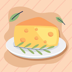 Wall Mural - cheese portion in dish