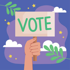 Sticker - hand with vote banner