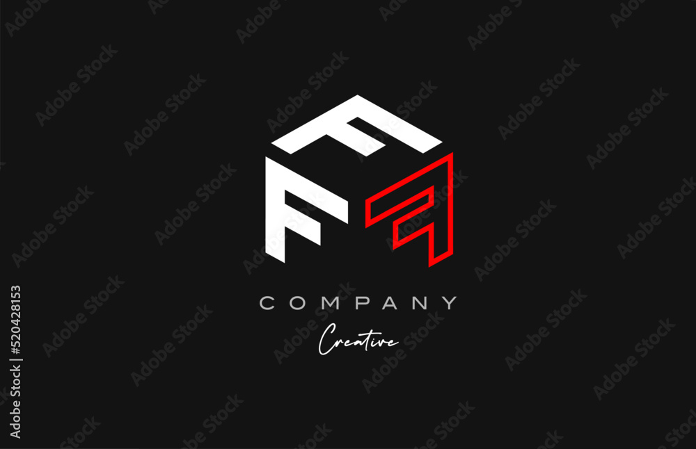 F red line three letter cube alphabet letter logo icon design. Creative ...