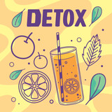 Fototapeta Big Ben - detox lettering and orange juice