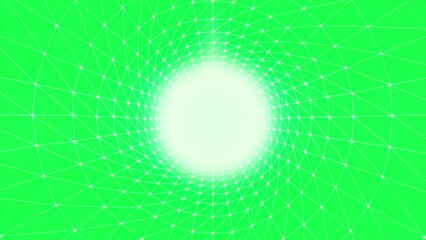 Poster - Abstract green tube like tunnel with bright light in the end. Motion. Flying inside bright glowing plexus tube.