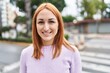 © Krakenimages.com - Young caucasian woman smiling confident standing at street