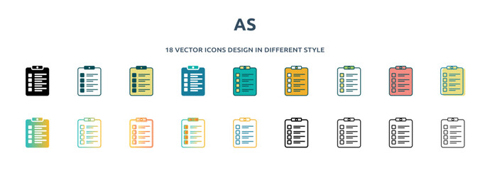 Poster - as icon in 18 different styles such as thin line, thick line, two color, glyph, colorful, lineal color, detailed, stroke and gradient. set of as vector for web, mobile, ui