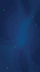 Starry night sky background vector illustration. Cartoon style night sky light vertical graphic on dark blue background for astronomy wallpaper design or children science concept.