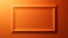 Orange Gradient Background With Embossed Rectangle. Minimalist Surface With Extruded 3D Shape. 3D Render.