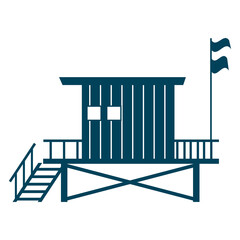 Wall Mural - Lifeguard Tower icon. Station beach building illustration