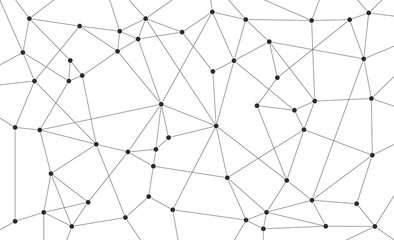 Fototapete - Compact network polygonal structure connected dots and lines background template. Blockchain linked global graphic vector.