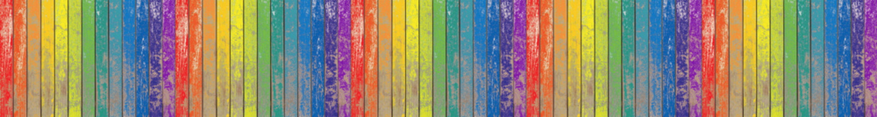 Poster - Fond bois vintage couleurs arc-en-ciel 